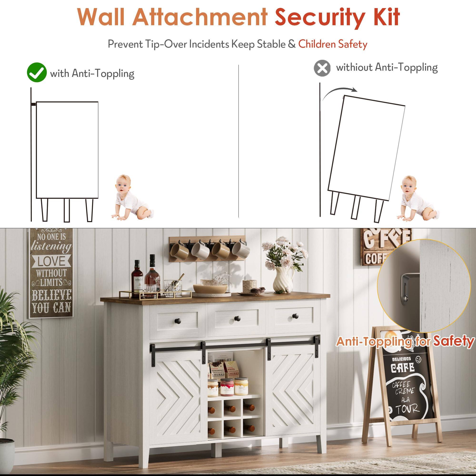 Wall Attachment Security Kit  
Prevent Tip-Over Incidents Keep Stable & Children Safety  

with Anti-Topping  
without Anti-Topping  

Anti-Topping for Safety  

NO ONE IS listening  
LOVE WITHOUT LIMITS  
BELIEVE YOU CAN  

CARE  
COFFEE CREME ALA TOUR