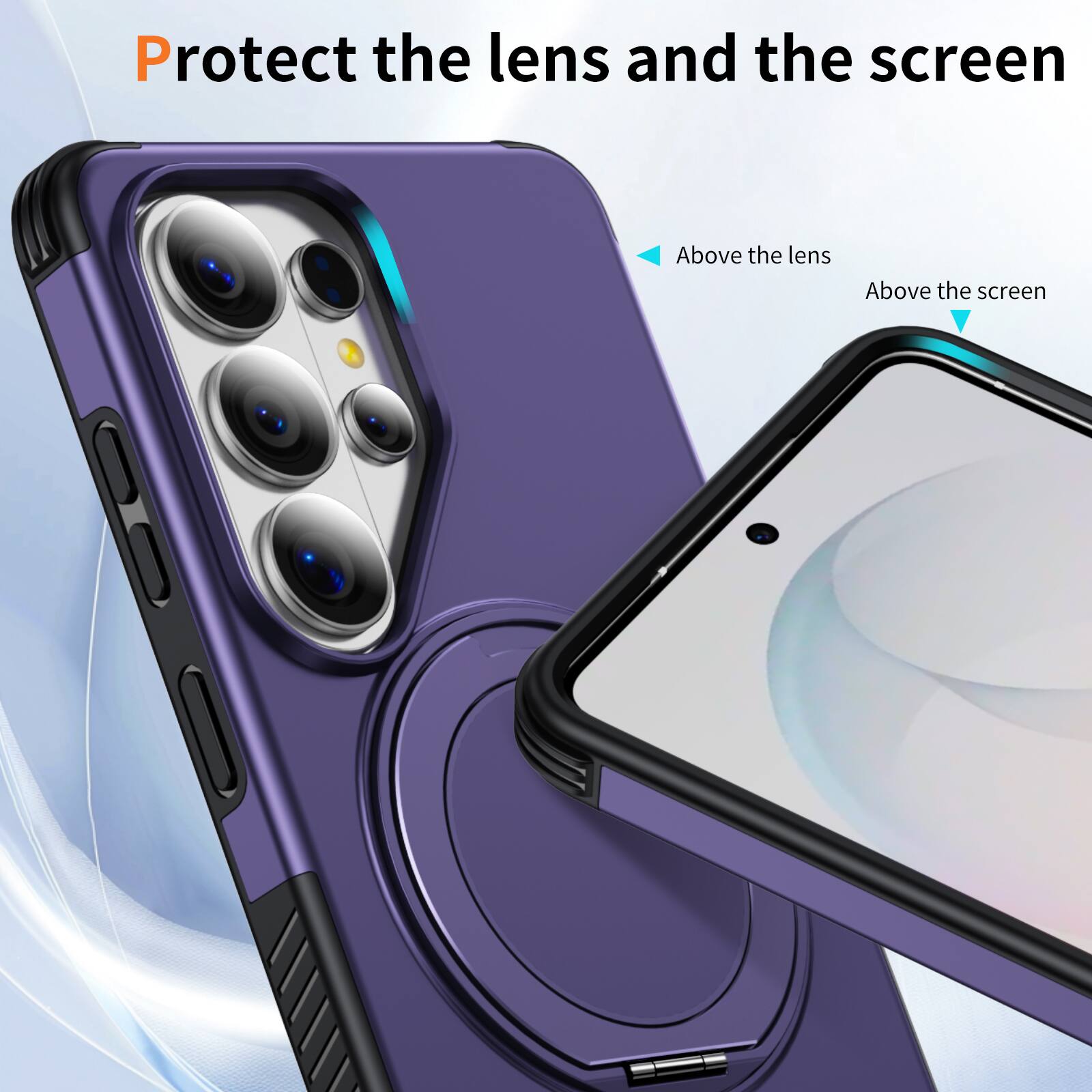 Protect the lens and the screen

Above the lens

Above the screen
