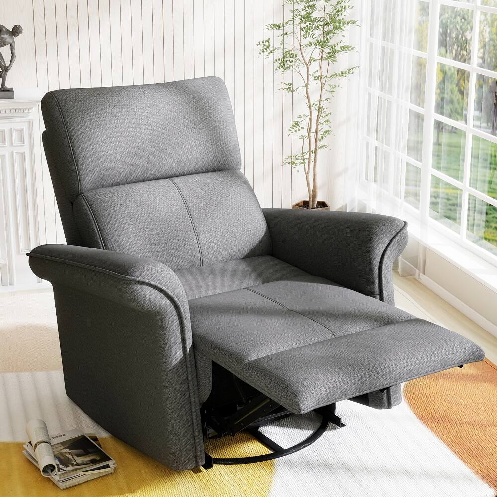 Alt View 7. Loheer - Loheer Power Swivel Rocker Recliner Nursery Glider Fabric Dark Gray - Dark Gray.