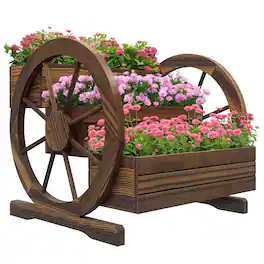 Outsunny - Wagon Planter Box, 3-Tier Raised Garden Bed, for Vegetables Flowers Herbs - Carbonized
