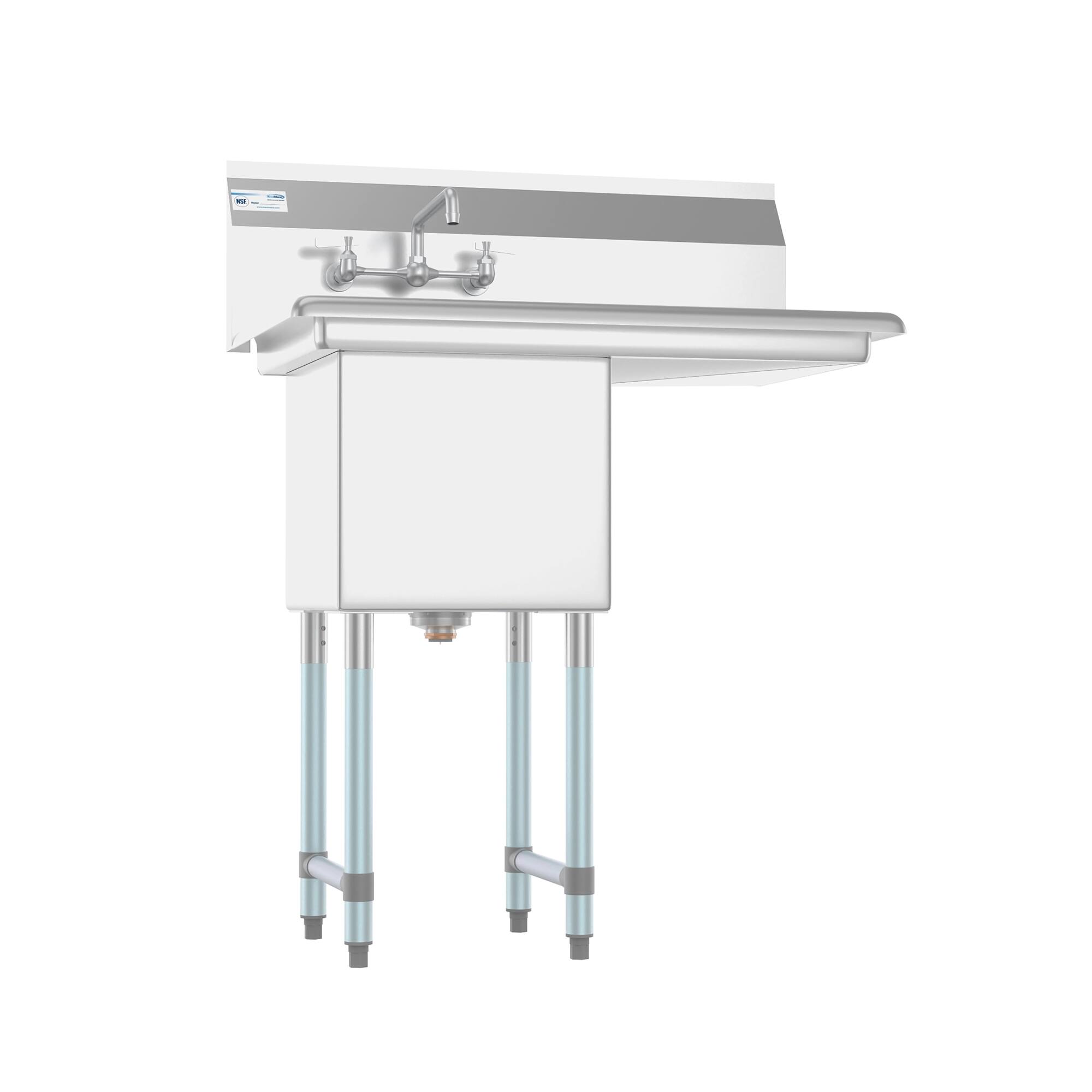 Angle. Koolmore - 33 in. One Compartment Stainless Steel  Sink with Drainboard, Bowl Size 15"x 15"x 12" SA151512-15R3FA. - Stainless Steel.