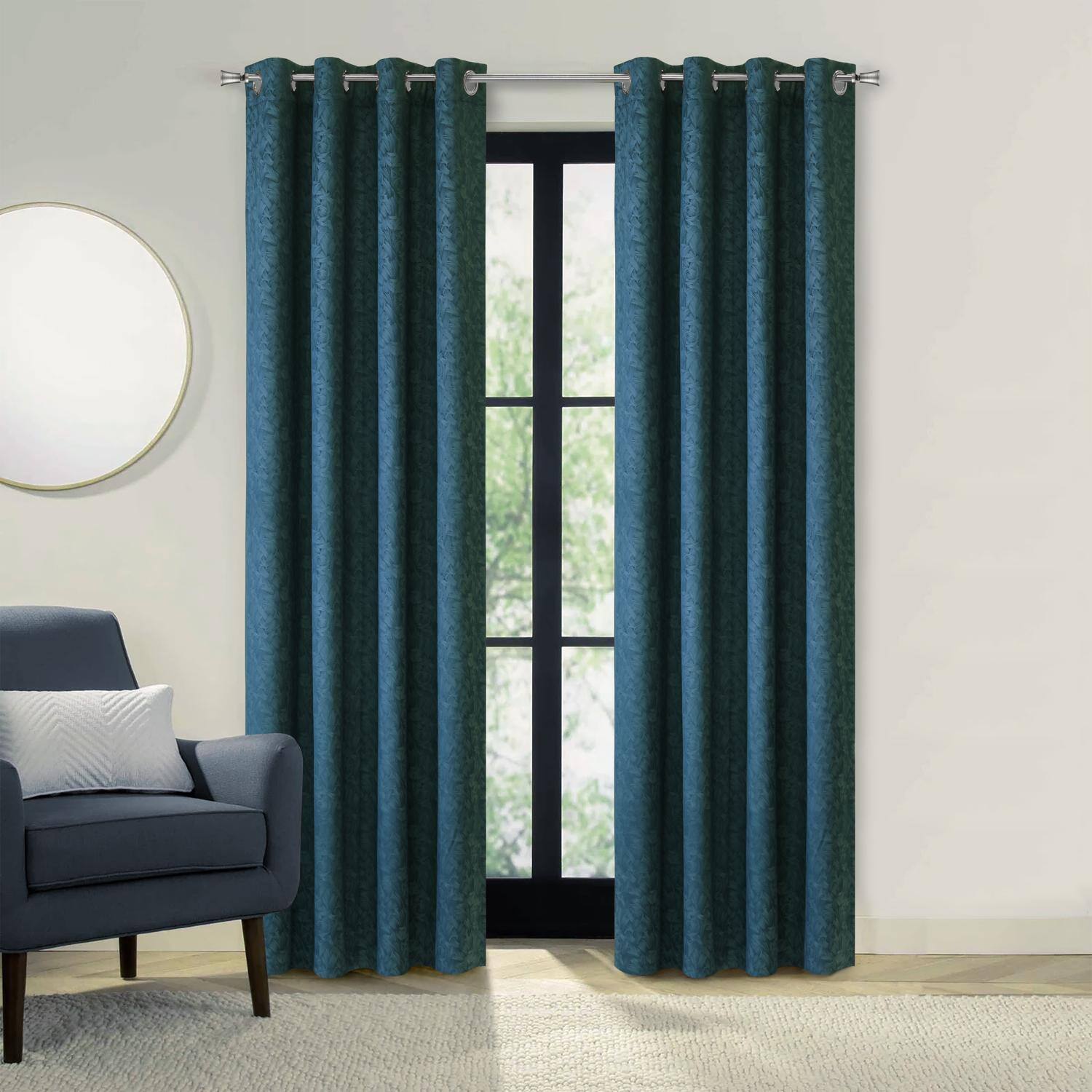 Angle. Commonwealth Home Fashions - Habitat Bristol Room Darkening UV Protecion Grommet Curtain Panel for Windows 52" x 95" Navy - Navy.
