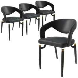 LeisureMod - Entice 4-PCS Vegan Leather Dining Chair, Ergonomic Cushioned Accent Chair for Kitchen Living Room - Charcoal Black