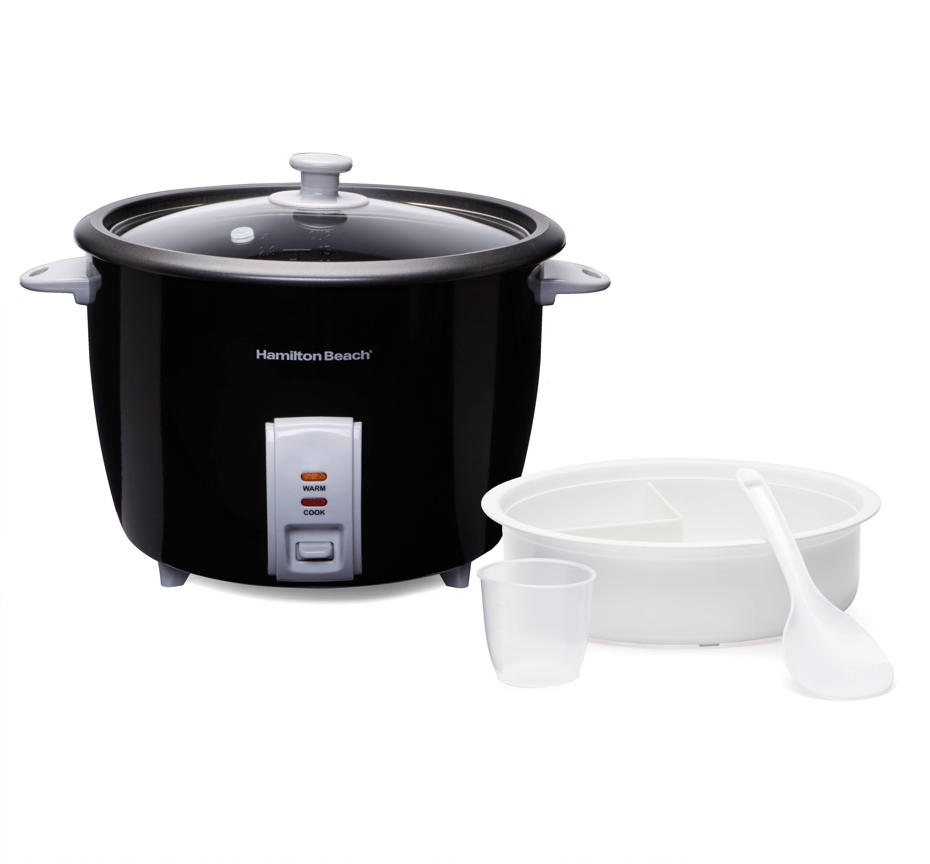 Left. Hamilton Beach - 30-Cup Rice Cooker - Black.