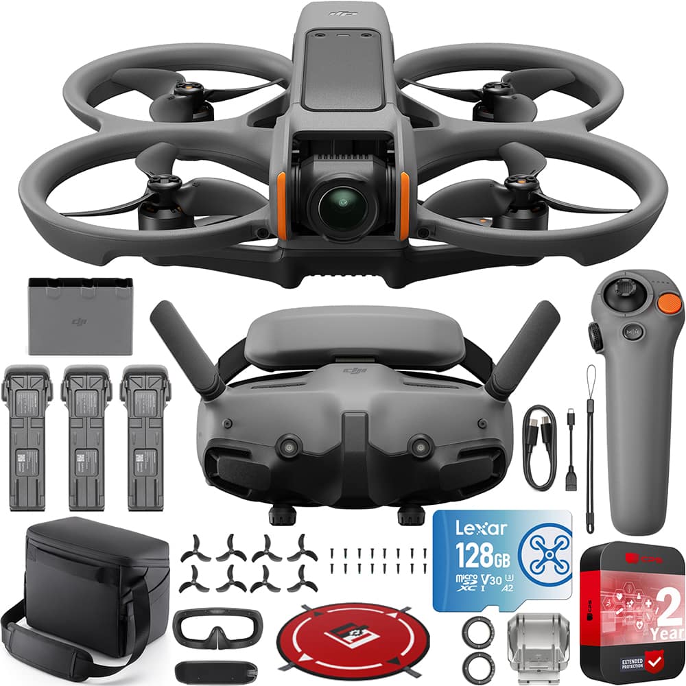 DJI - Avata 2 FPV Drone Fly More Combo (3 Batteries) + Goggles 3 + RC Motion 3 Bundle