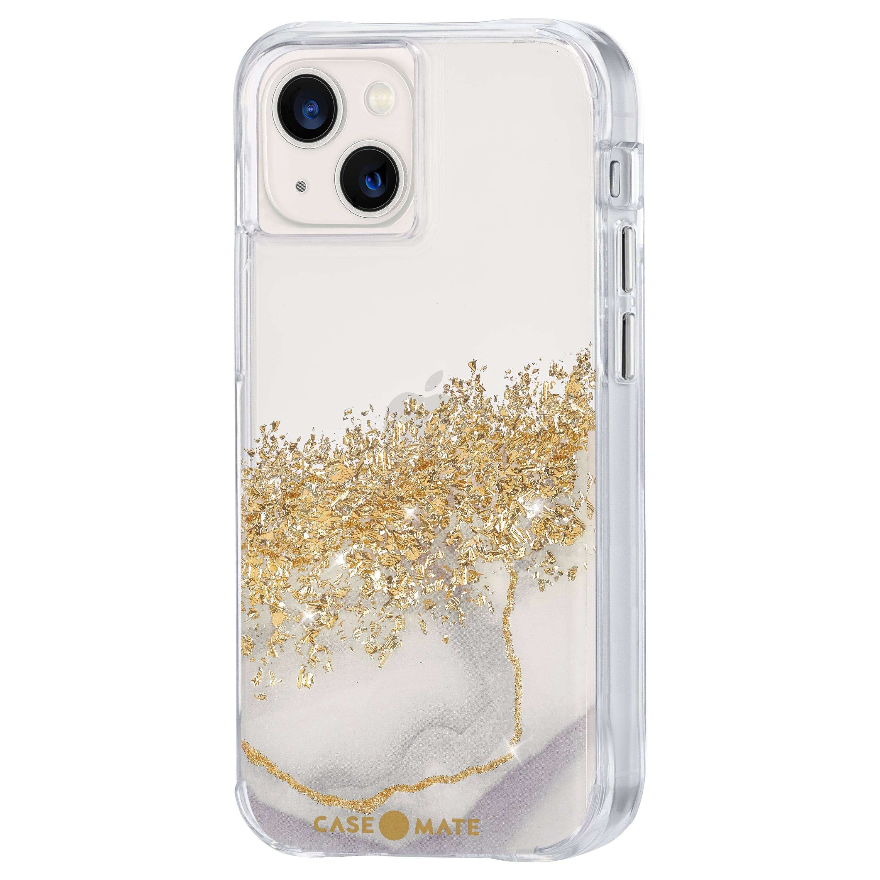 Left. Case-Mate - Karat Marble Hardshell case w/ Antimicrobial for iPhone 13 mini  - Gold.