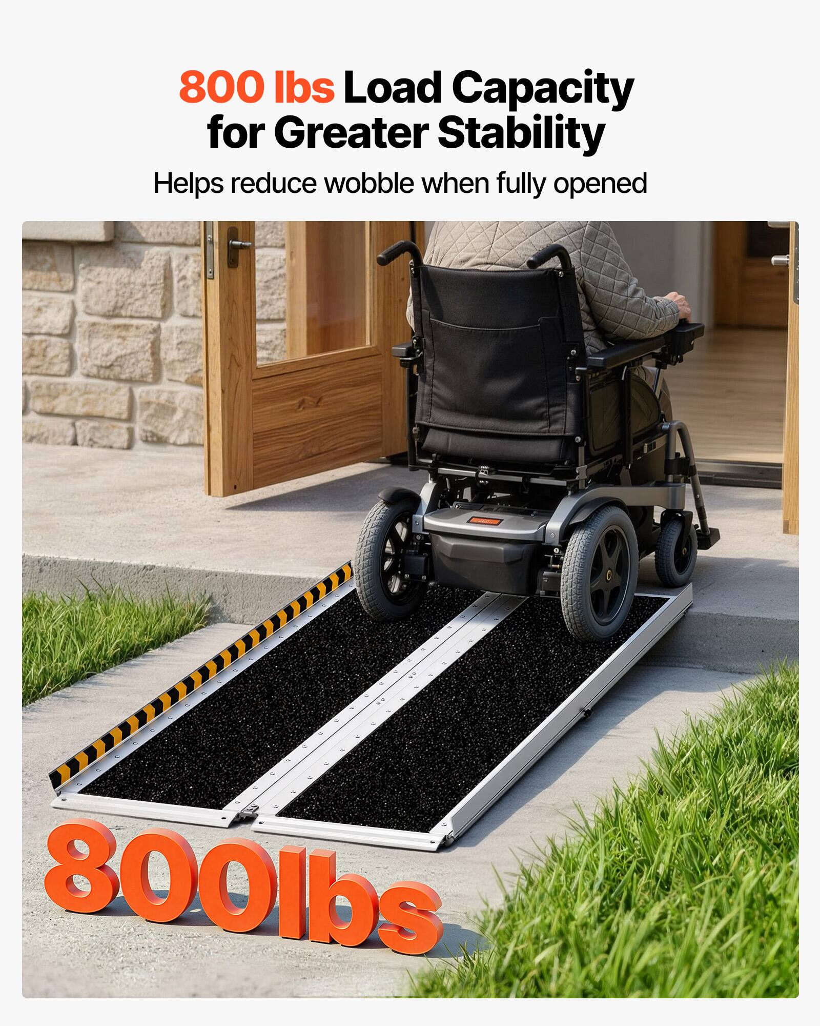 800 lbs Load Capacity for Greater Stability  
Helps reduce wobble when fully opened  
800 lbs