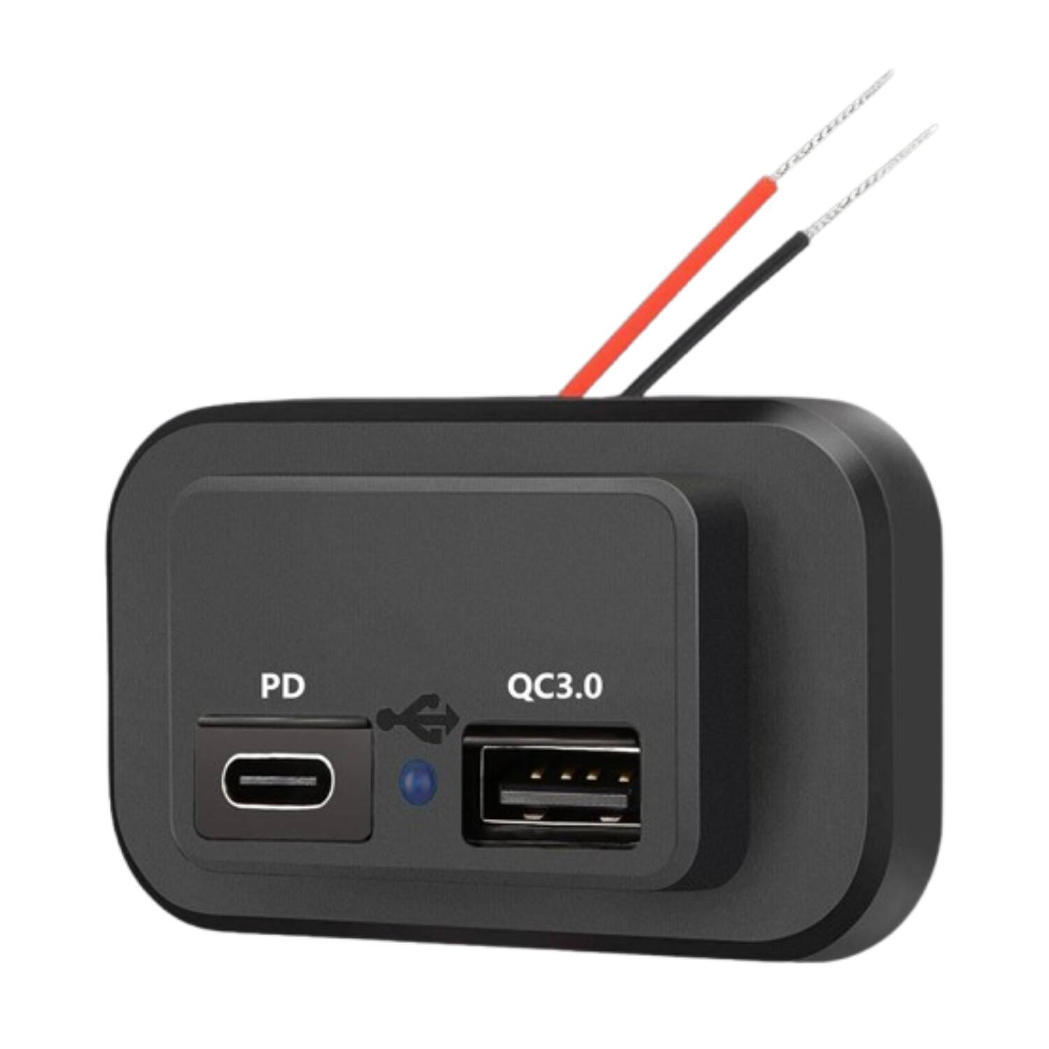 Stock Preferred - 3Pcs 12V–24V Dual USB PD QC3.0 Car Charger Socket with ON/OFF Switch & Blue LED Indicator