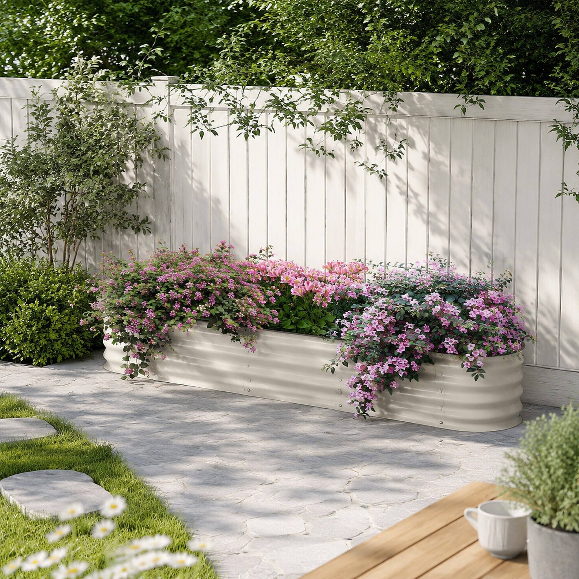 RYHNUYNE Galvanized Raised Garden Bed Kit 6.4x2x1 ft Outdoor Metal ...