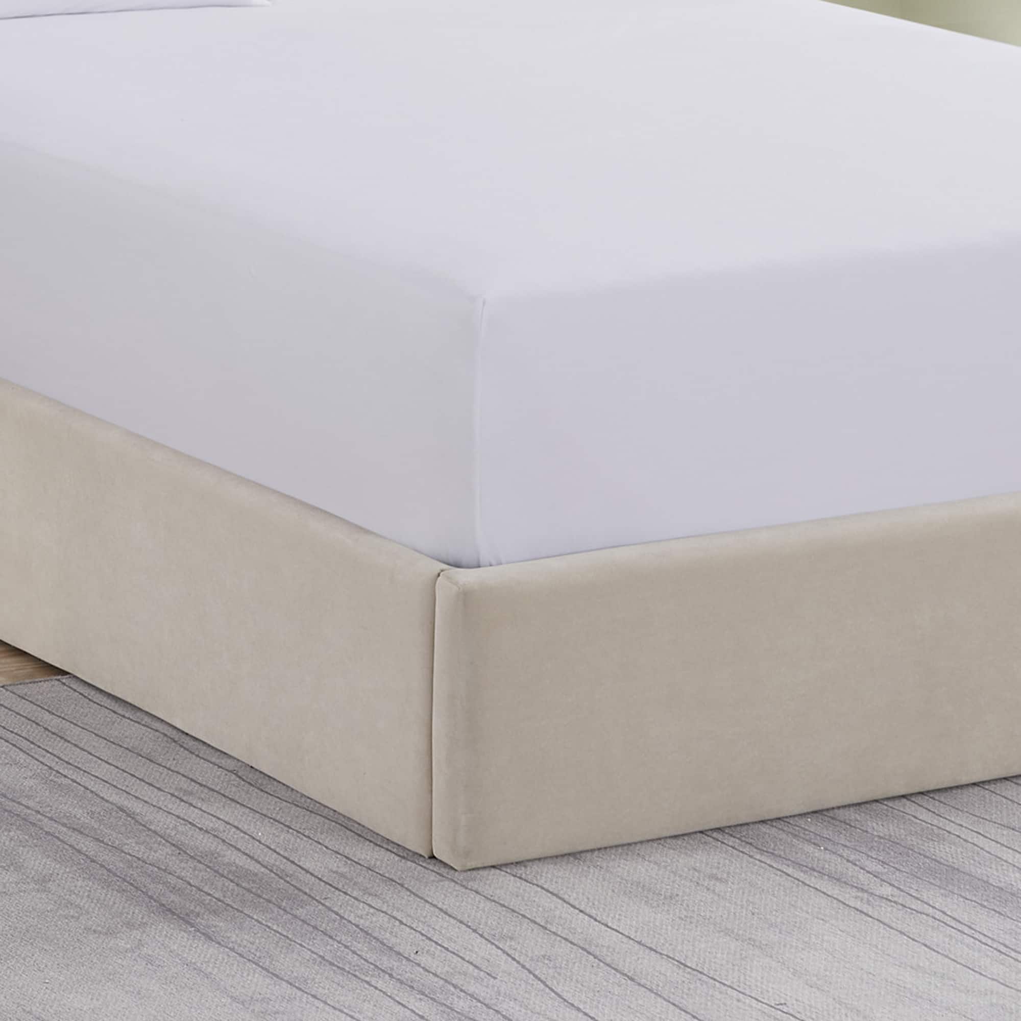 Sweet Home Collection - Solid Flannel Fitted Sheet, Bottom Sheets with Built in Sheet Straps, Queen - White
