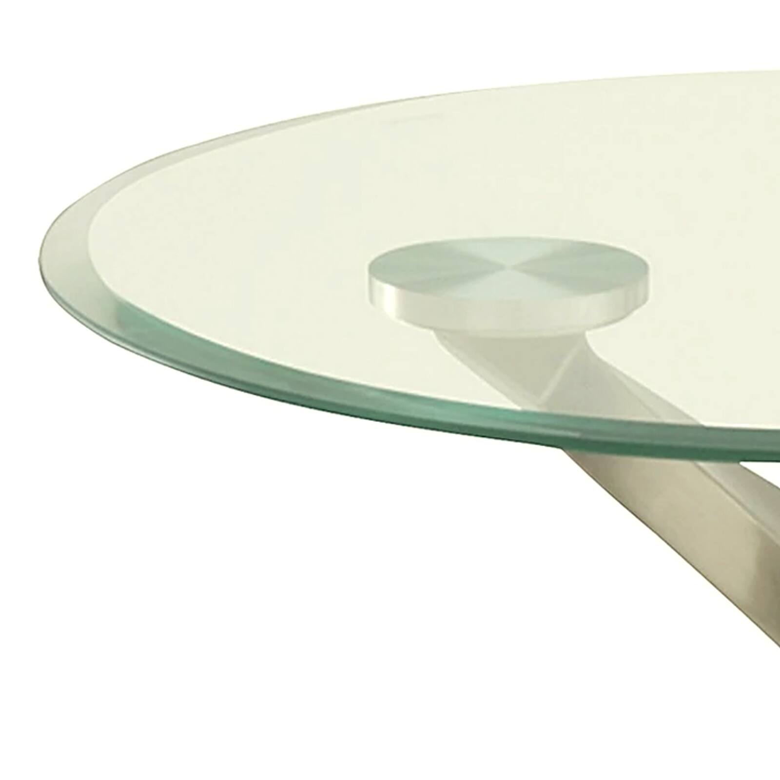 Alt View 1. Manhattan Lane - Modern Round Glass Top End Table with Twisted Metal Base - Silver and Black.