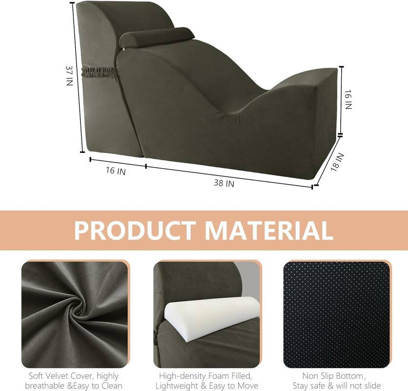 **Dimensions:**
- 37 IN
- 16 IN
- 16 IN
- 38 IN
- 18 IN

**Product Material:**
- Soft Velvet Cover, highly breathable & Easy to Clean
- High-density Foam Filled, Lightweight & Easy to Move
- Non Slip Bottom, Stay safe & will not slide