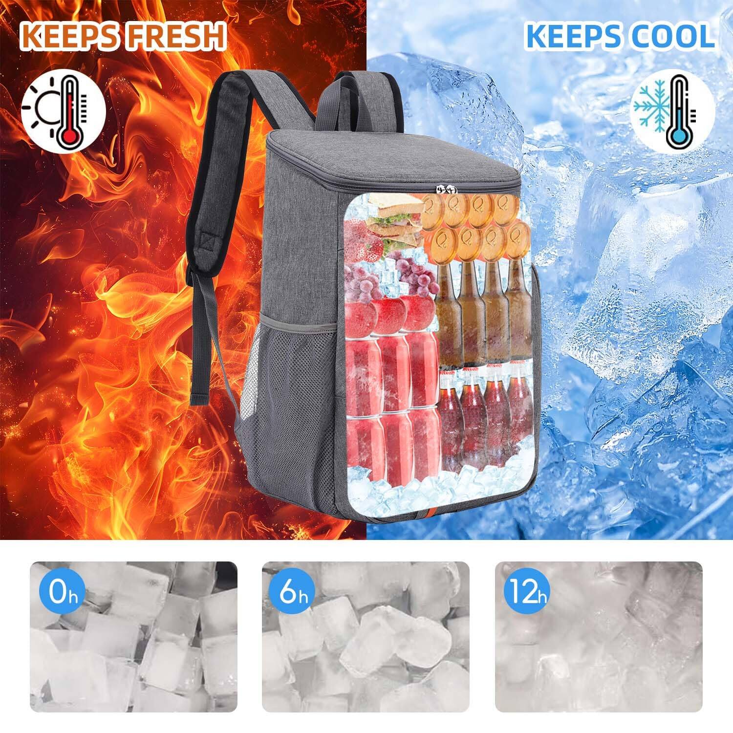 Alt View 3. Live At Space - Camping Cooler Backpack 25 Cans  Leak Proof Insulated Thermal Bag Beach Travel Picnic Lunch For Men Women - 1-grey.