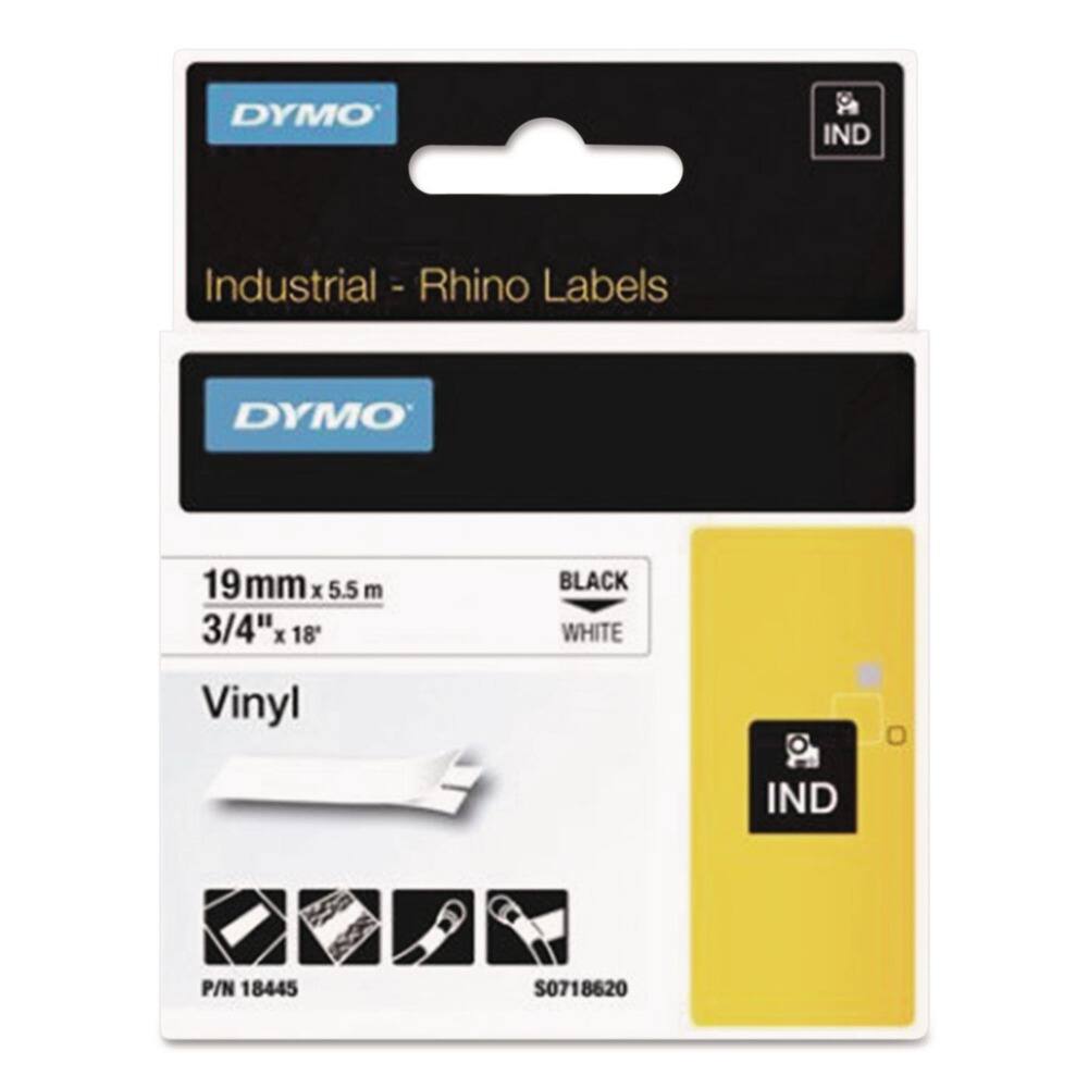 DYMO - 18445 0.75 in. x 18 ft. Rhino Permanent Vinyl Industrial Label Tape - /Black Print - White price history on PriceWatchPro