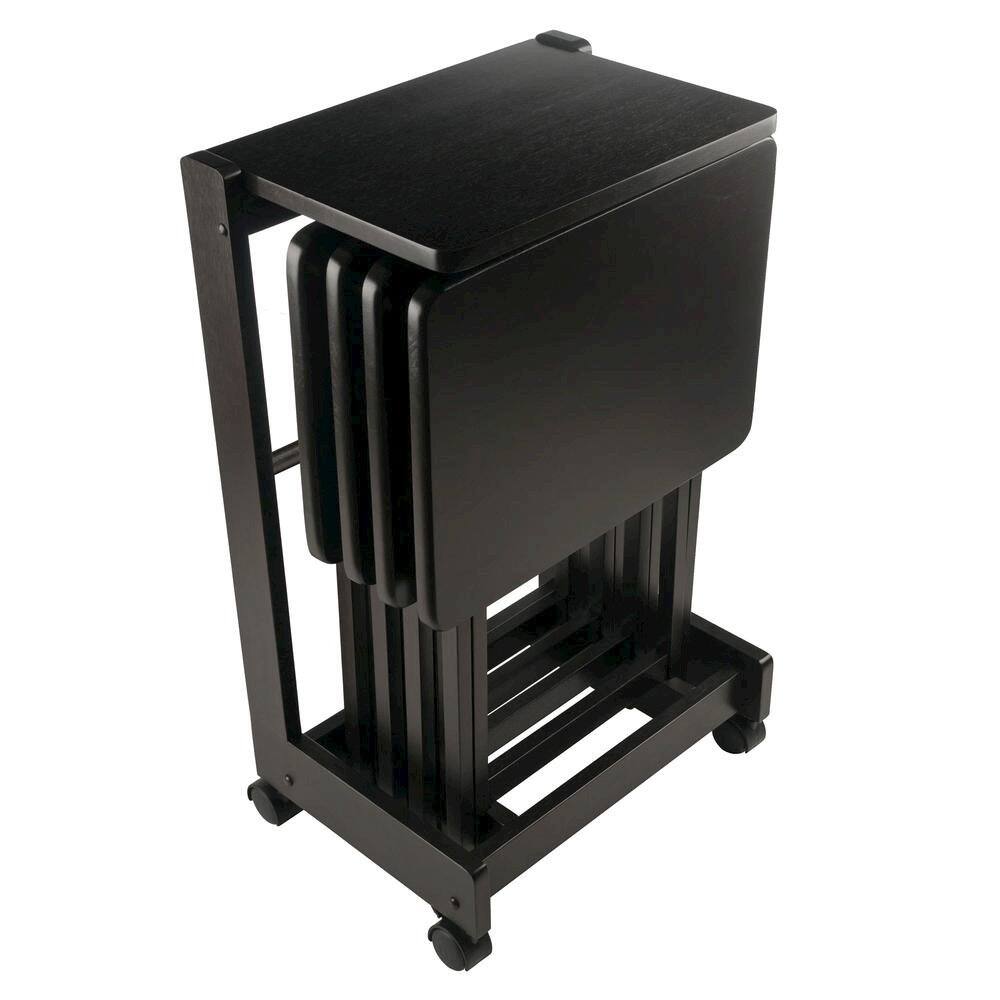 Alt View 4. FurniFact - Coffee color Solid Wood TV Trays – Folding Snack Tables for Eating and Serving - Coffee.