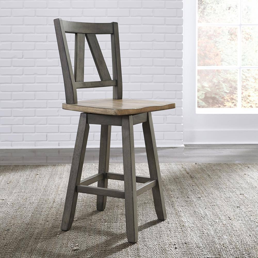 Alt View 1. Liberty Furniture Industries - Lindsey Farm Counter Height Swivel Chair (RTA)-Set of 2 in Gray - Gray.