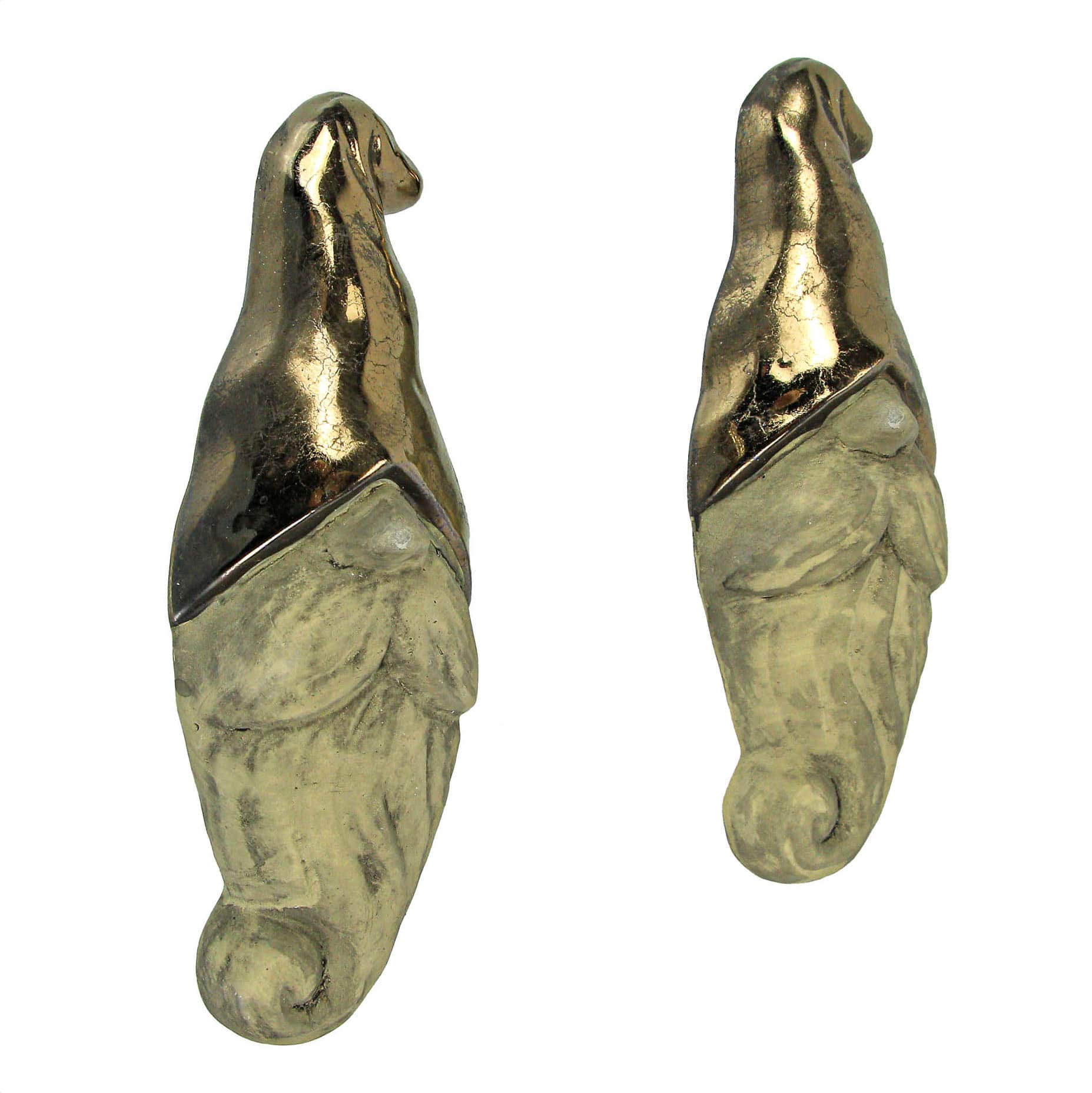 Allstate Floral - Metallic Bronze and Beige Resin Nisse Gnome Head Wall Hangings Set of 2 - Gold