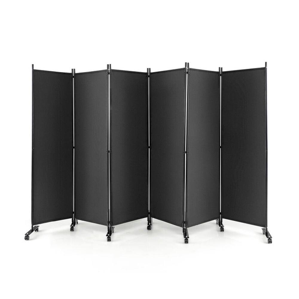 Front. Pefilos - 5.7 Ft Tall Rolling Room Divider, 6 Panels Room Divider on Wheels, Folding Privacy Screen for Indoor as Home, Room - Gray.