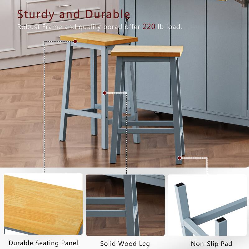 Sturdy and Durable  
Robust Frame and quality board offer 220 lb load.  
Durable Seating Panel  
Solid Wood Leg  
Non-Slip Pad