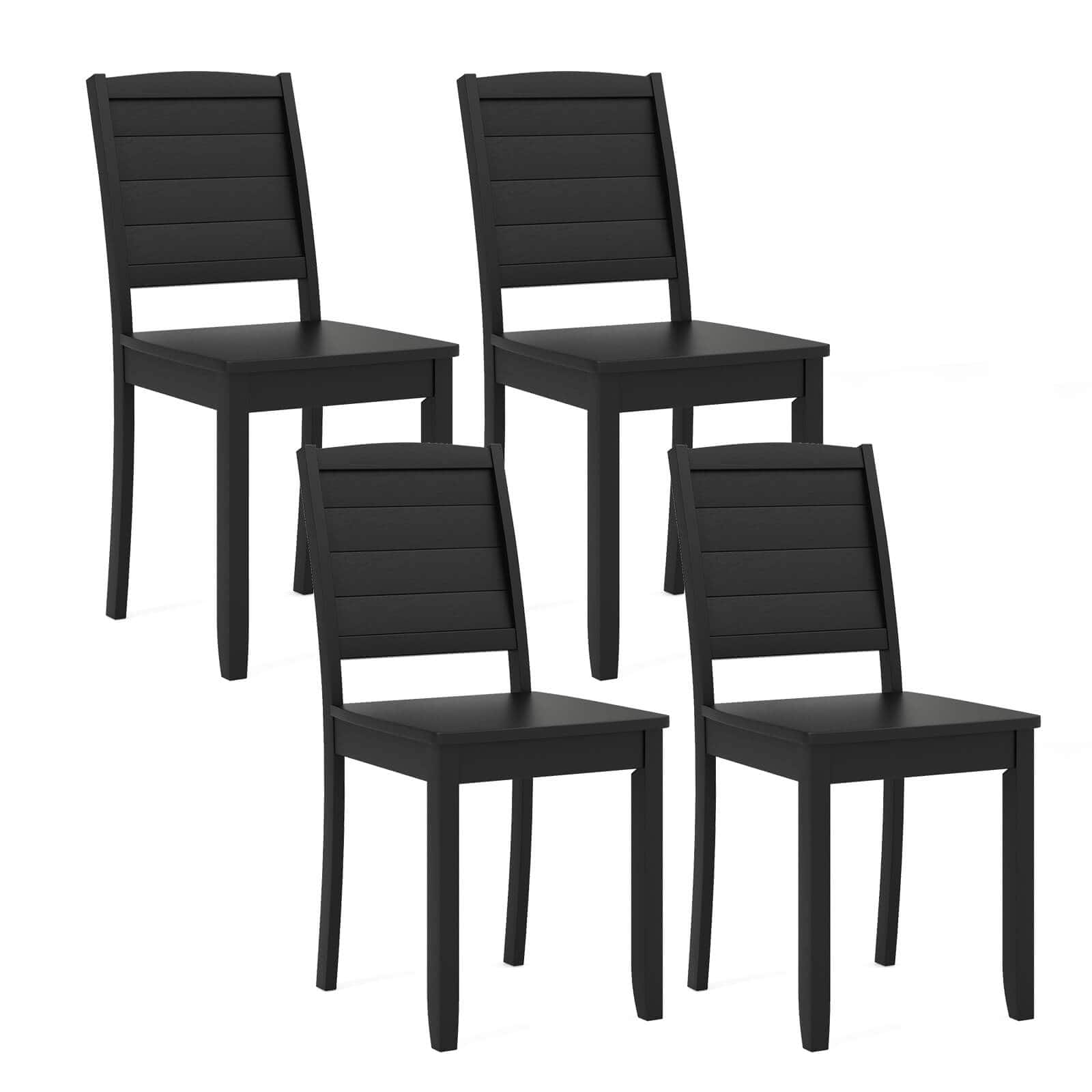 Gymax - 4 PCS Armless Wood Dining Chair w/ Rubber Wood Legs Curved Backrest Kitchen - Black