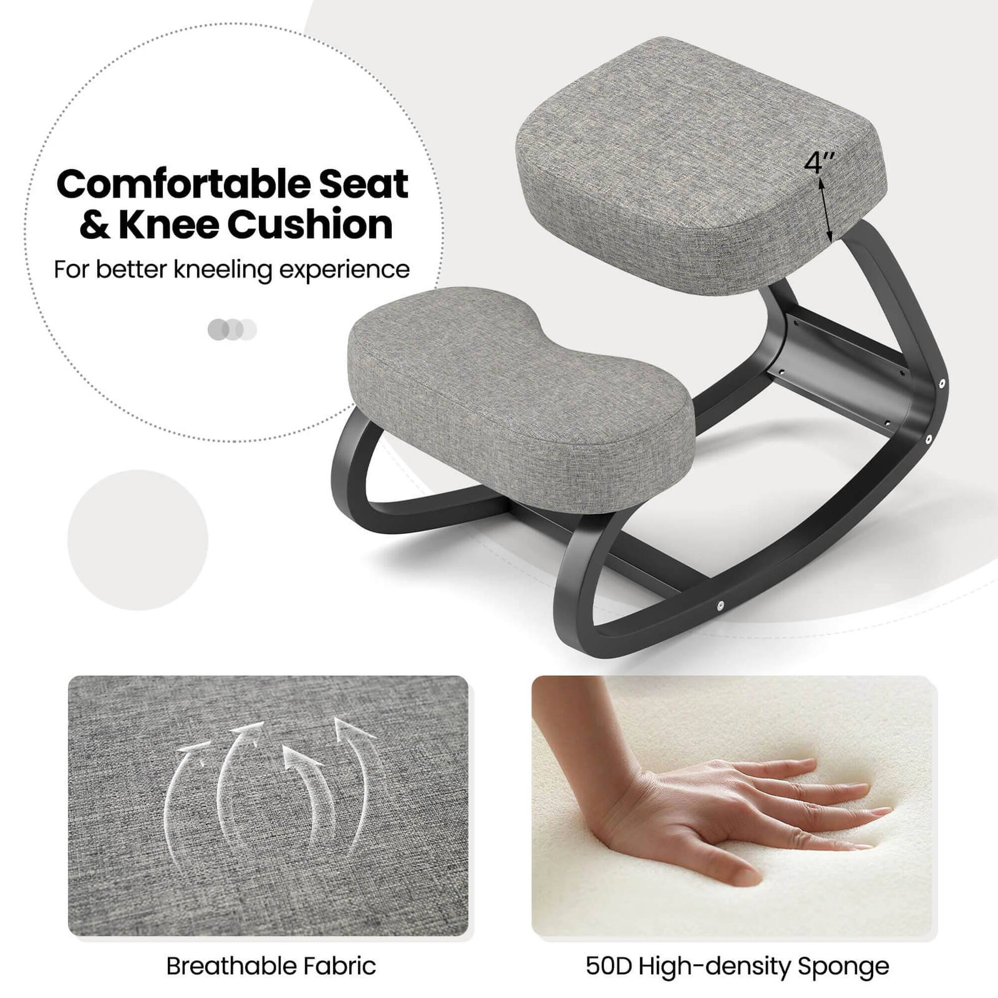 Comfortable Seat & Knee Cushion For better kneeling experience, 4", Breathable Fabric, 50D High-density Sponge