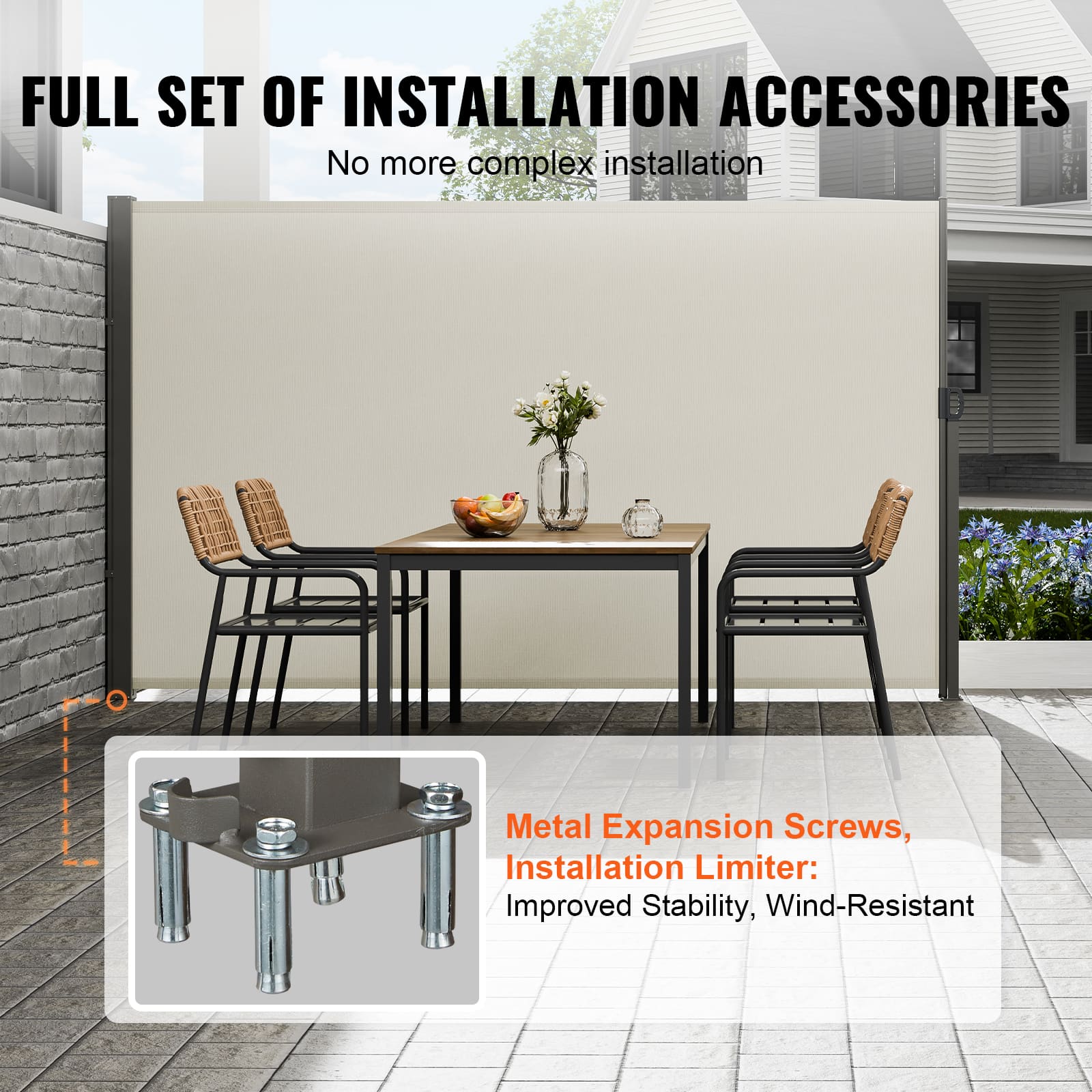 FULL SET OF INSTALLATION ACCESSORIES
No more complex installation
Metal Expansion Screws, Installation Limiter: Improved Stability, Wind-Resistant