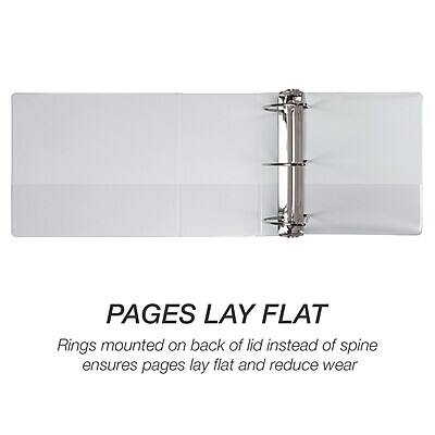 PAGES LAY FLAT

Rings mounted on the back of the lid instead of the spine ensures pages lay flat and reduce wear.