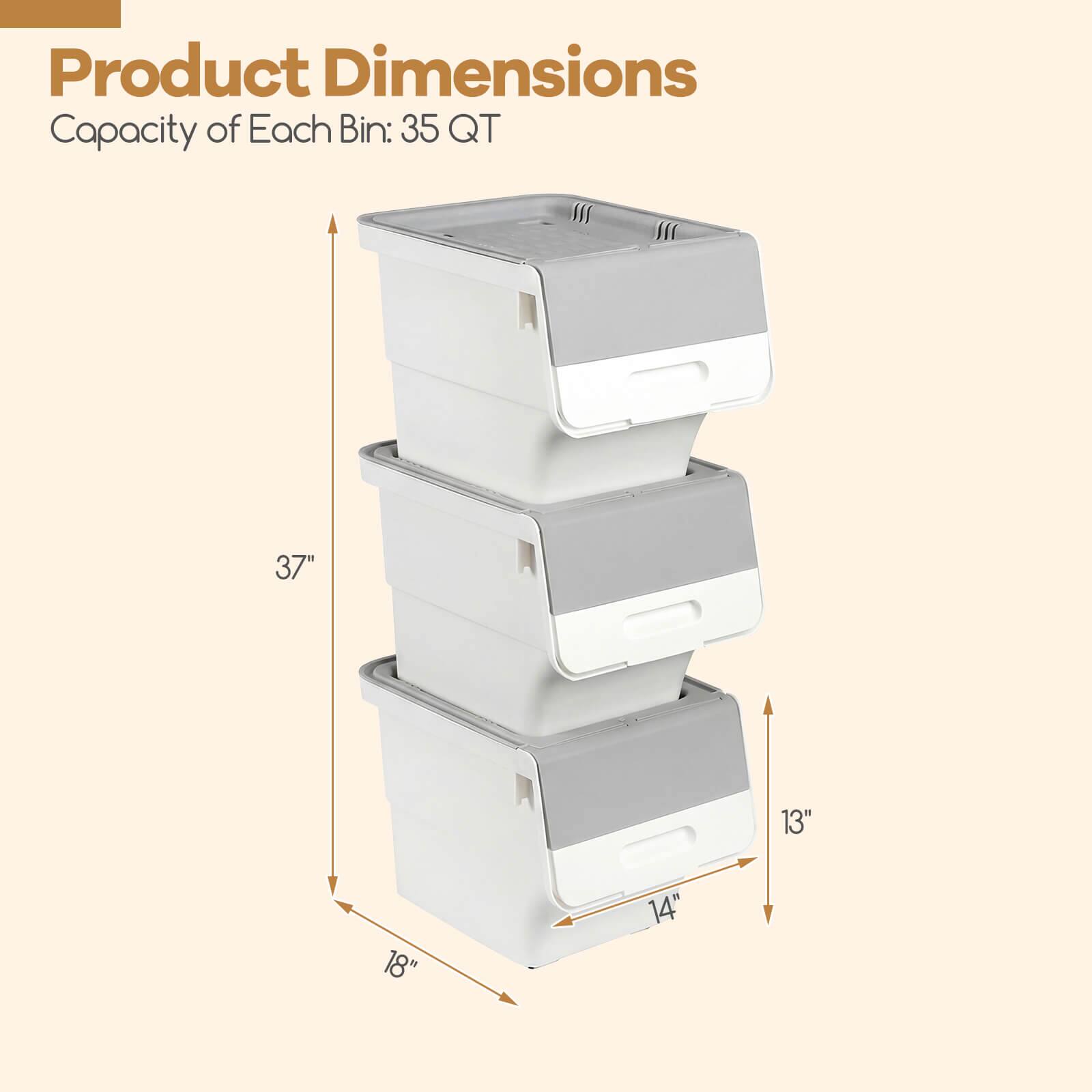 Product Dimensions  
Capacity of Each Bin: 35 QT  
37" x 13" x 18" x 14"