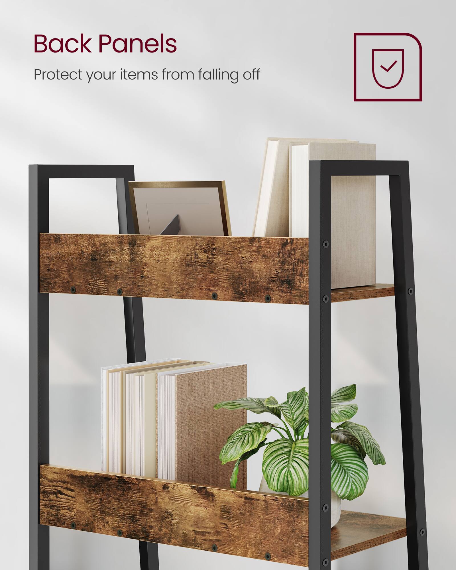 Back Panels  
Protect your items from falling off
