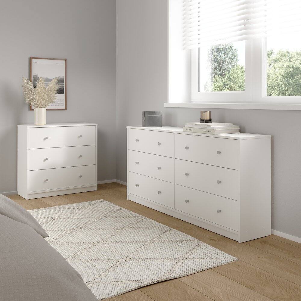 Alt View 2. Tvilum - 3-Piece Bedroom Set - 6 Drawer Double Dresser And Chest Set Of 2 - White.