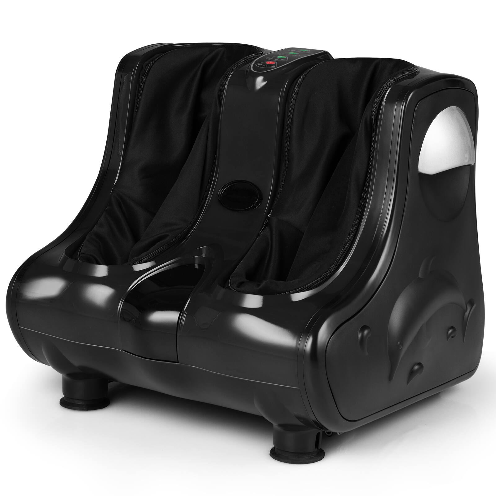 Angle. Costway - Leg Massager Shiatsu Kneading Rolling Vibration Heating Foot Calf Black - Black.