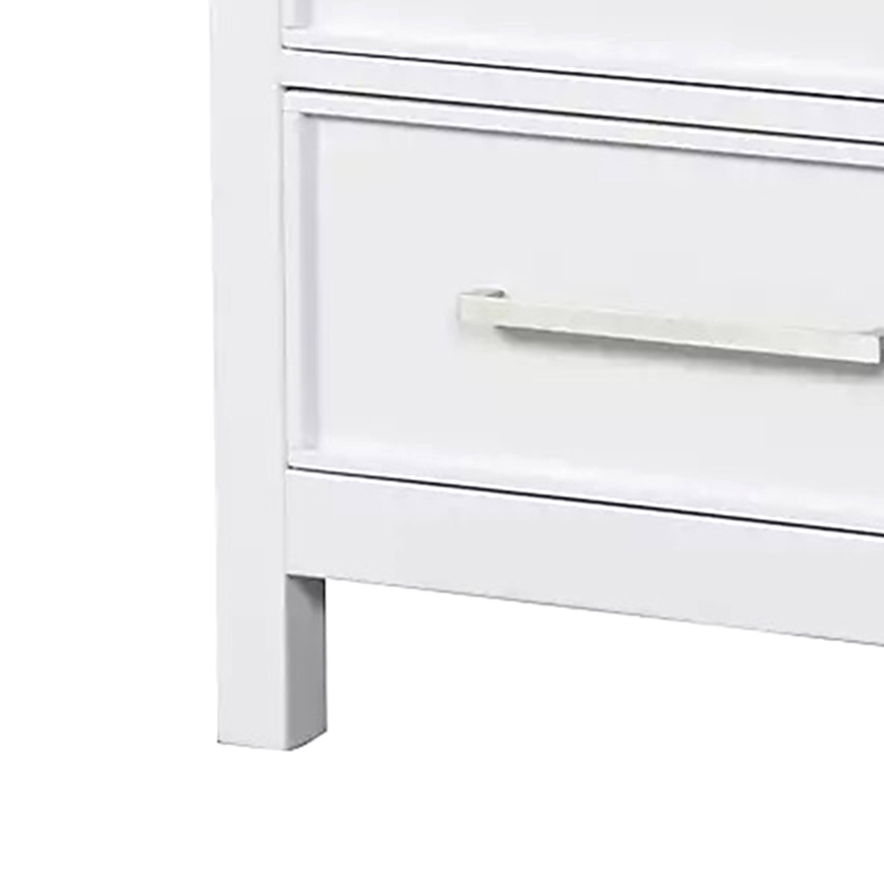 Alt View 3. Manhattan Lane - Tela Nightstand, 2 Drawers, Metal Handles, 25 Inch - White, Dark Brown, Nickel.