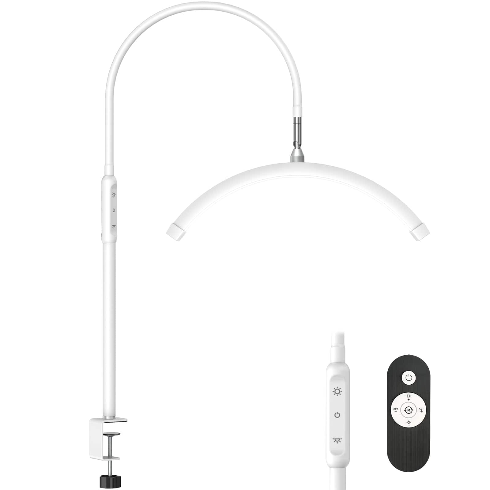 Comfort Essence - Half Moon Light With Clamp Led Manicure Table Lamp Desk For Eyelash Extensions Skincare And 5 Brightness - White
