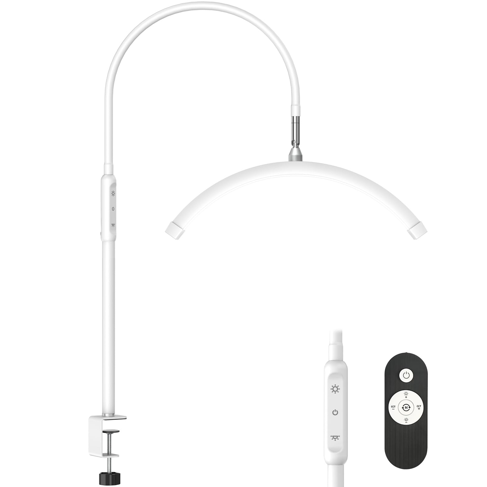 Front. Comfort Essence - Half Moon Light With Clamp Led Manicure Table Lamp Desk For Eyelash Extensions Skincare And 5 Brightness - White.