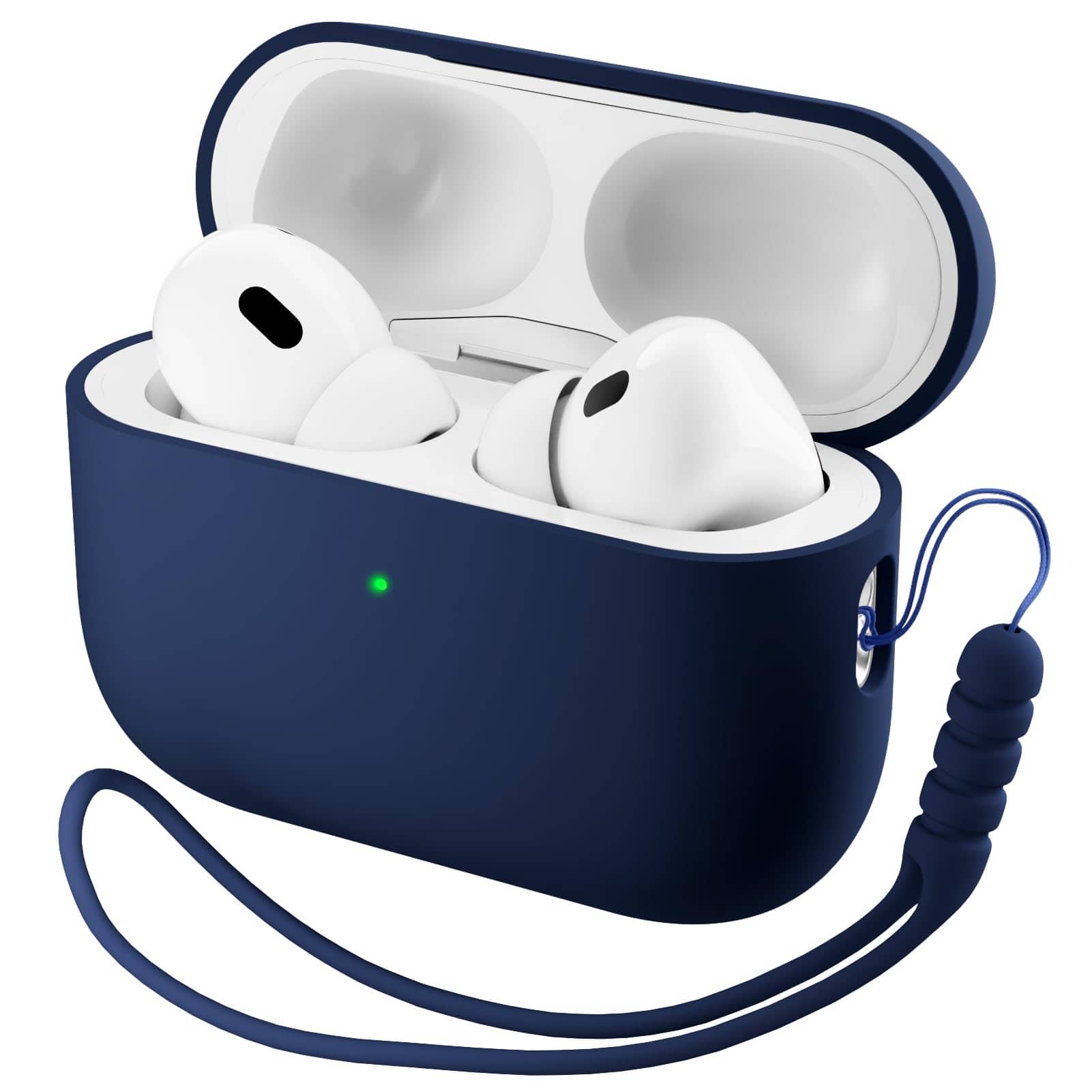 Ornarto - Compatible with AirPods Pro 3 Case 2025, Full Protective Silicone with Front LED Visible Skin Case - Storm Blue