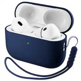 Ornarto - Compatible with AirPods Pro 3 Case 2025, Full Protective Silicone with Front LED Visible Skin Case - Storm Blue