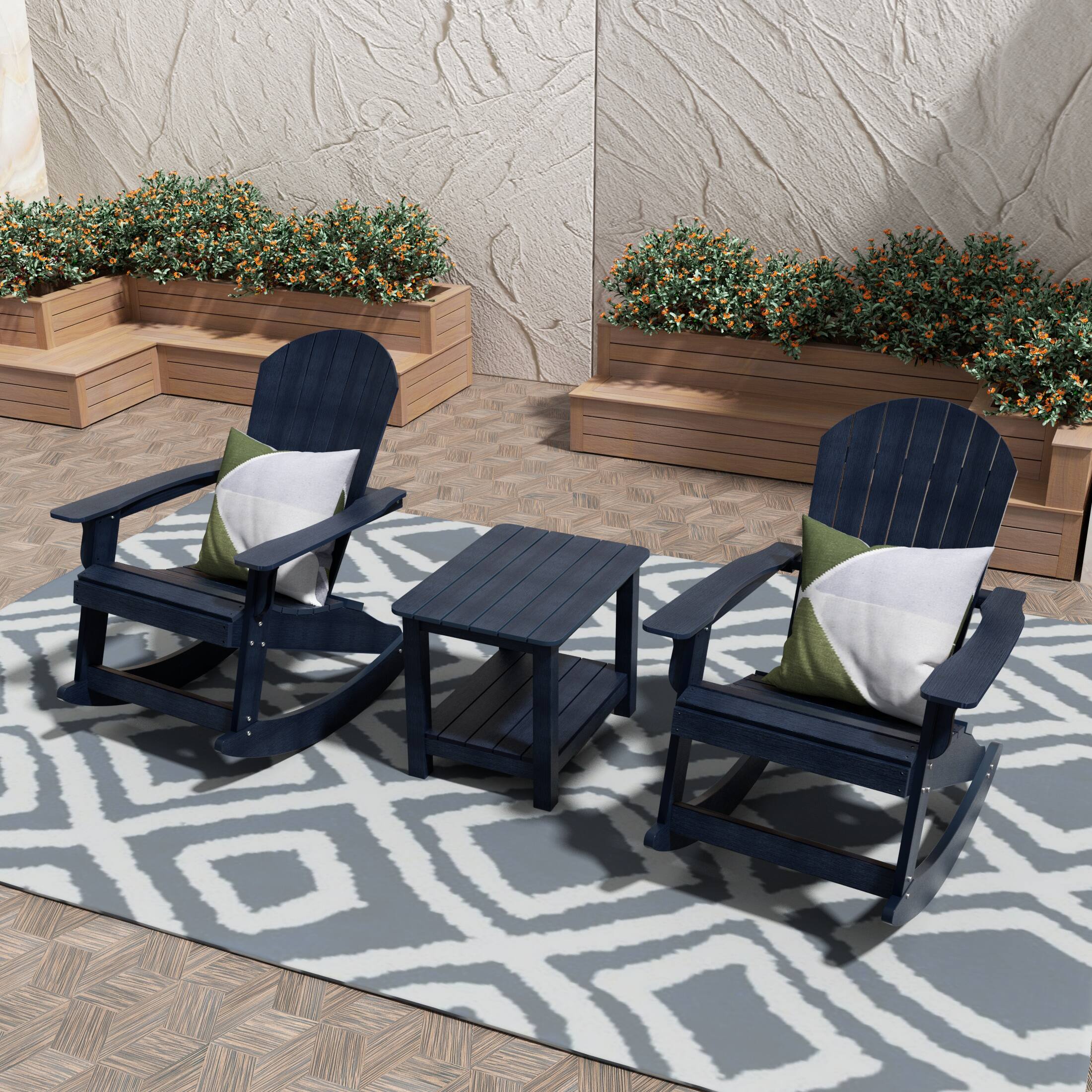 WestinTrends Tuscany 3 Piece HIPS Outdoor Rocking Adirondack Chair With ...