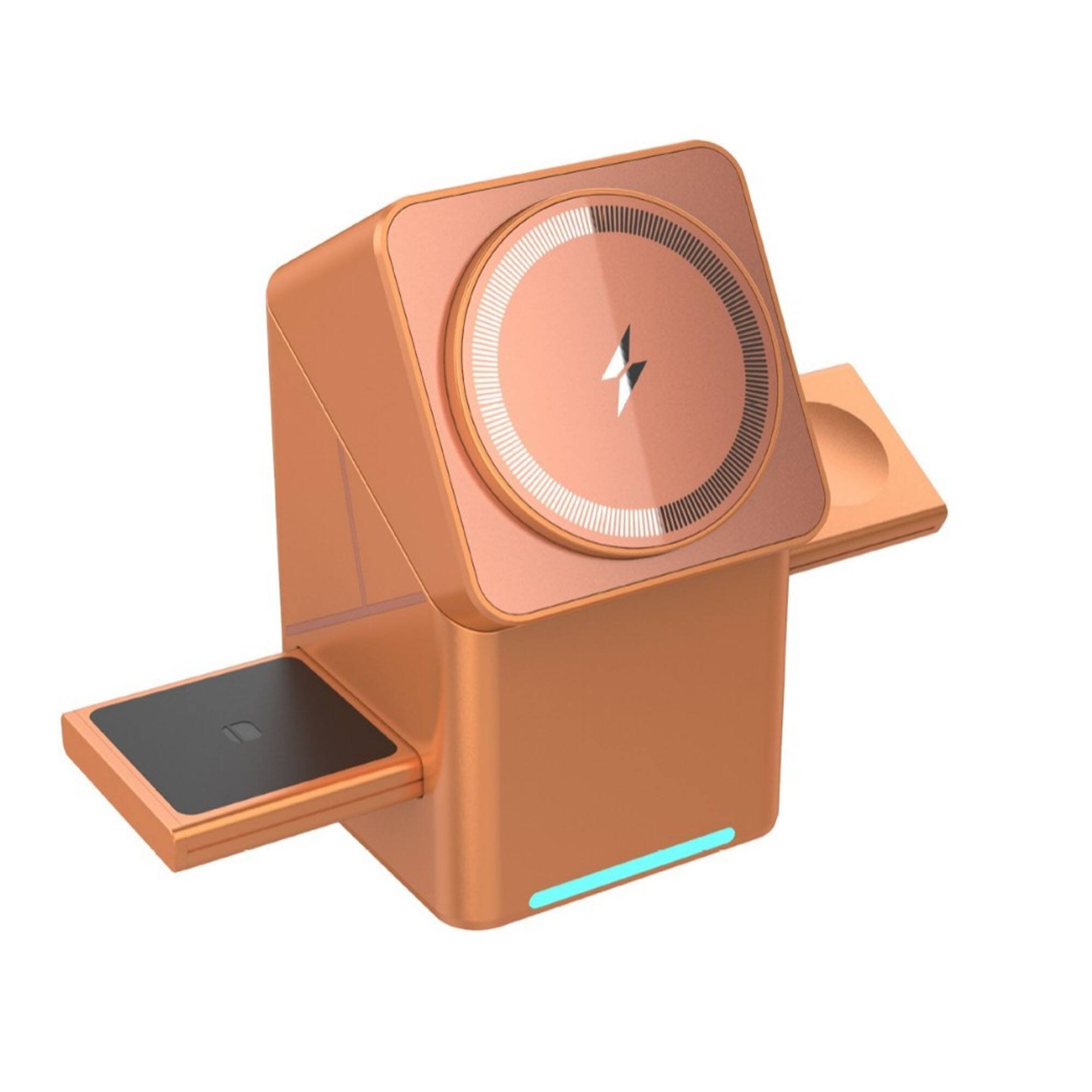 Front. YONWAY - Touch Rotating 3 in 1 Magnetic Wireless Charger Stand, Fast Charging Wireless Dock Auto for iPhone, Watches, Airpods.