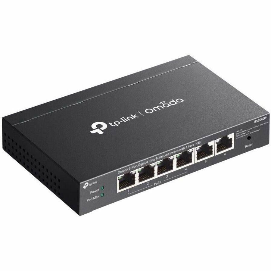 TP-Link Omada ES206GP  
Omada 6-Port Gigabit Easy Managed Switch with 4-Port PoE+  
Power  
POE Max  
Reset