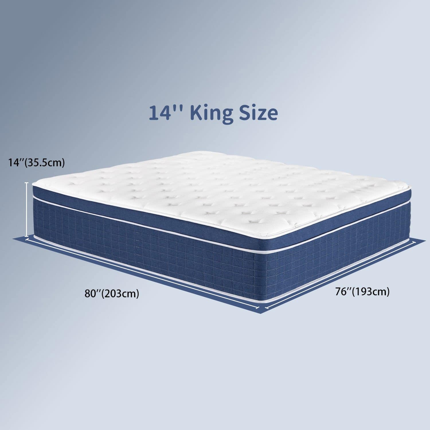 Kadyn King Size Mattress Box 14 Inch Memory Foam Hybrid With
