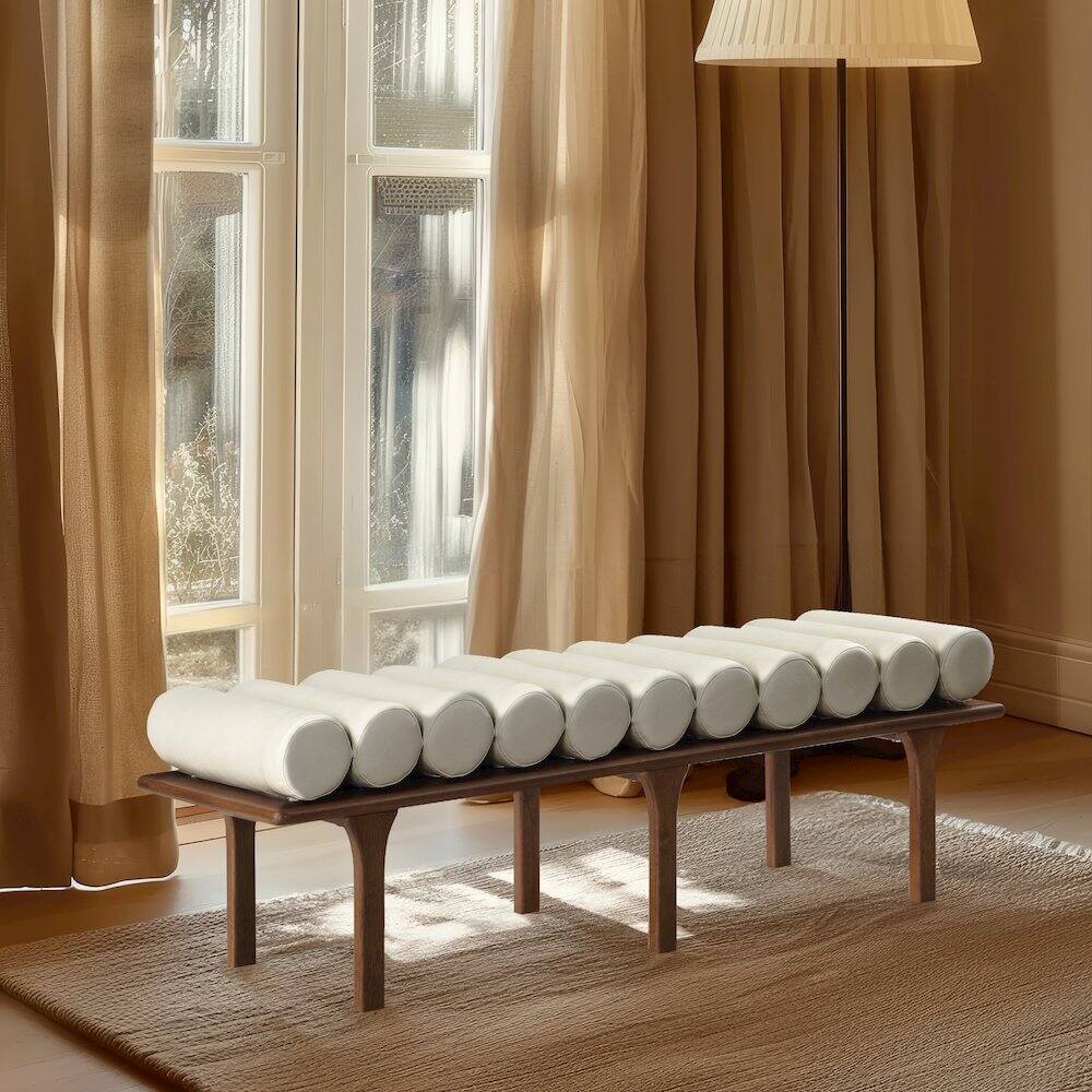 Alt View 1. Meridian Furniture - Landon Cream Vegan Leather Bench - Beige.