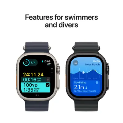 Apple Watch Ultra 2 (GPS+Cellular) 49mm Titanium Case with Black Trail Loop - M/L - Black