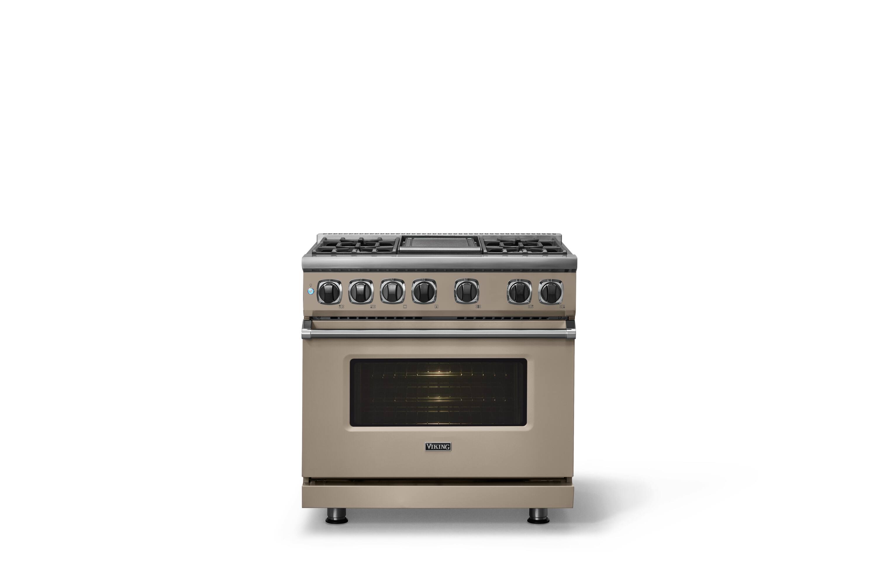 Alt View 1. Viking - 36 in. Wide 4 Burner Dual Fuel Sealed Burner Range with Griddle - Nantucket.