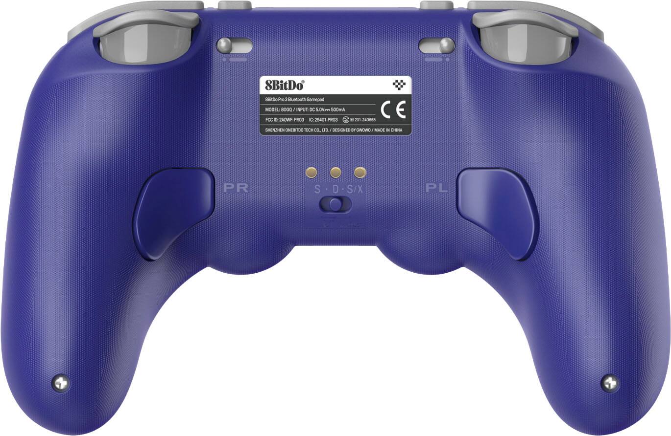 8BitDo B8tDc Pro Bluetooth Gamepad  
MODEL: 8OGO  
INPUT DC 5.0V 500mA  
FCC ID: 2AWF-PRO3  
IC: 29401-PRO3  
201-240665  
SHENZHEN ONEBITDO TECH CO. LTD  
DESIGNED BY GWOWO  
MADE IN CHINA  

PR  
S D S/X  
PL