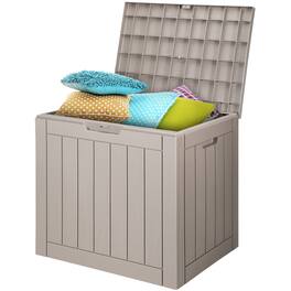 VEVOR - Outdoor Storage Box, 31 Gallon Resin Deck Box, Backyard Outside Toy and Towel Storage Cabinet Waterproof, for Patio - Gray