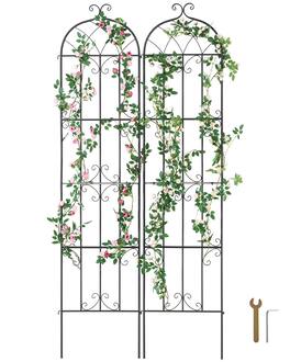 VEVOR - Garden Trellis for Climbing Plants, 87 x 20 in, 2 Packs Rustproof Metal Garden Flower Trellis, Outdoor Climbing Trellis - Black
