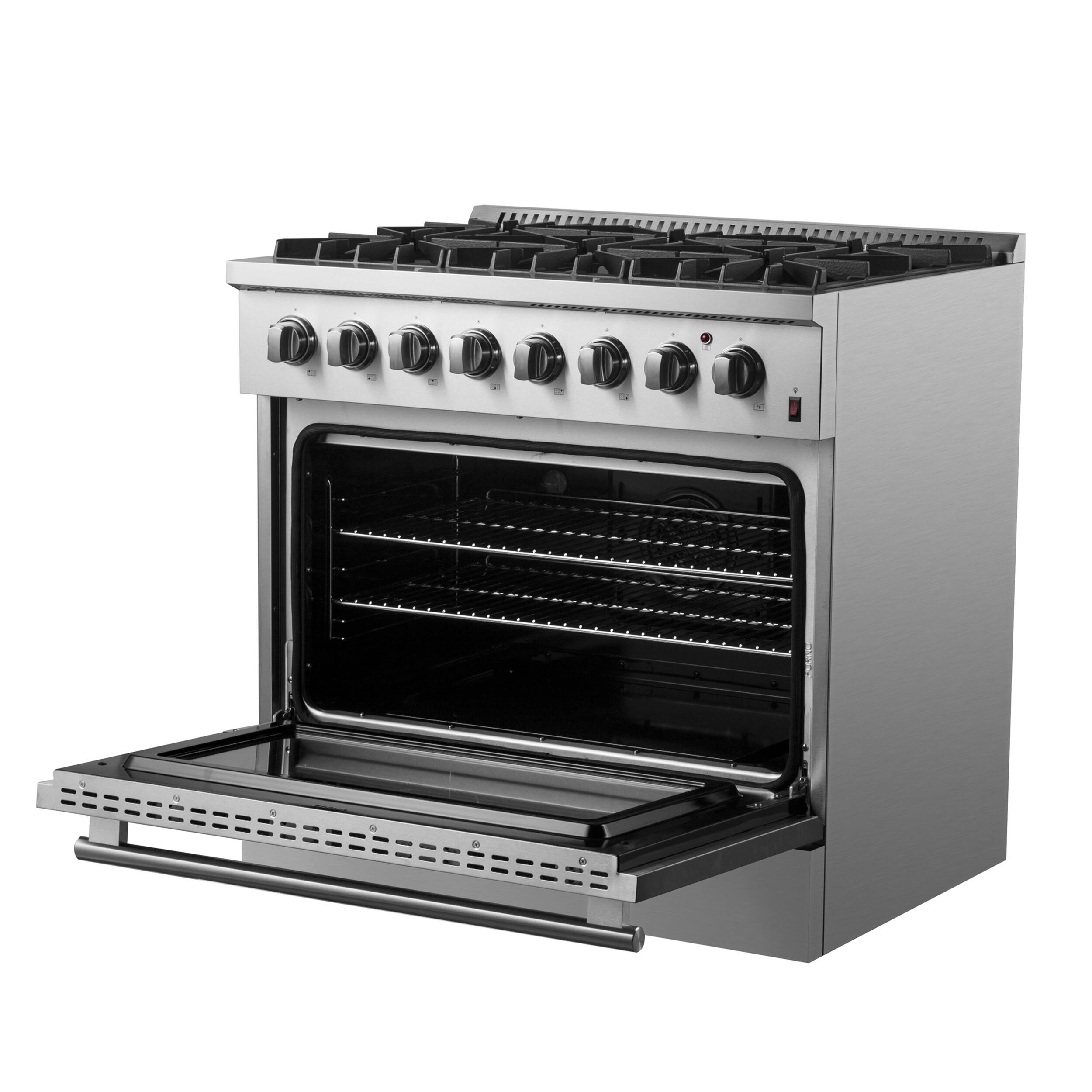Alt View 1. Forno Appliances - Marco 5.36 Cu. Ft. Freestanding Dual Fuel Convection Range with Dual Ring Burner - Silver.