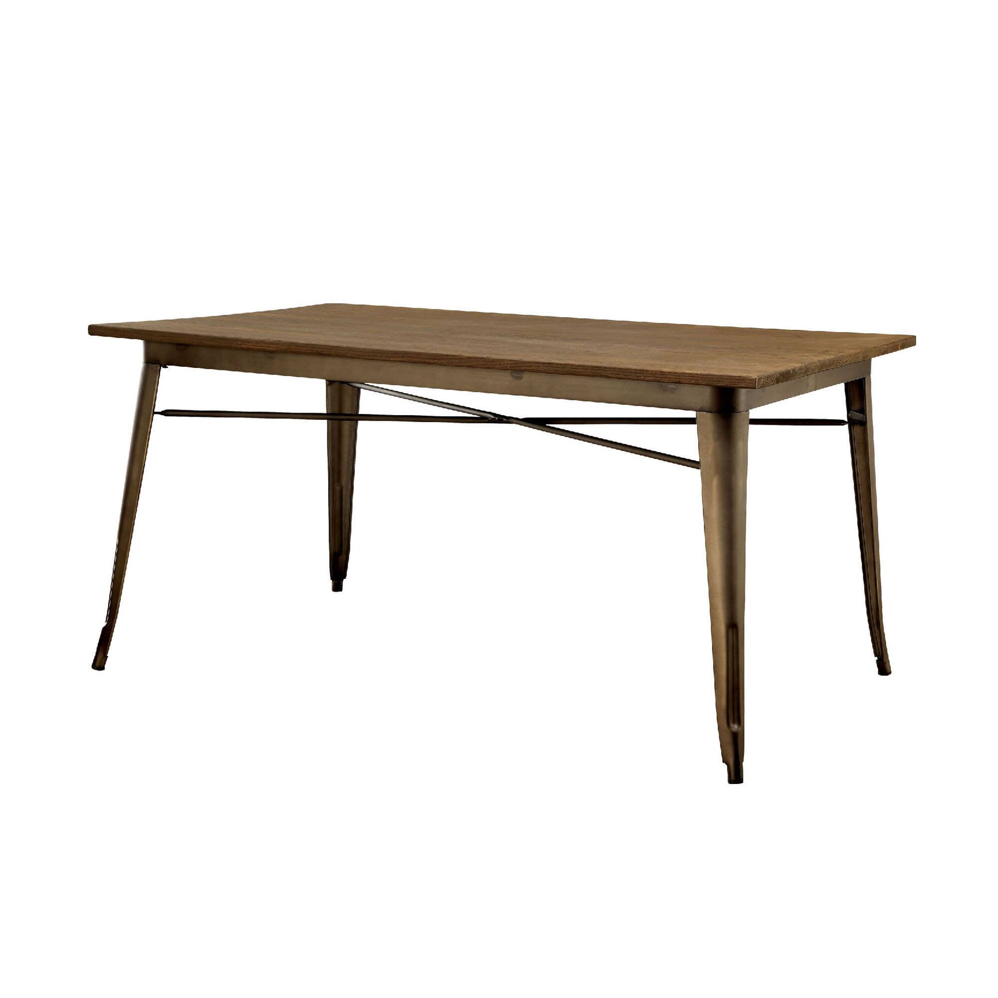 Angle. Manhattan Lane - Rectangular Top Dining Table with Sculpted Metal Legs, Bronze and Brown - Bronze, Brown.