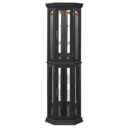 Alt View 9. LUCKY ONE - 15.35in Freestanding Corner Curio Cabinet with Tempered Glass Shelves LED Light Display for Bar Decor - Black.
