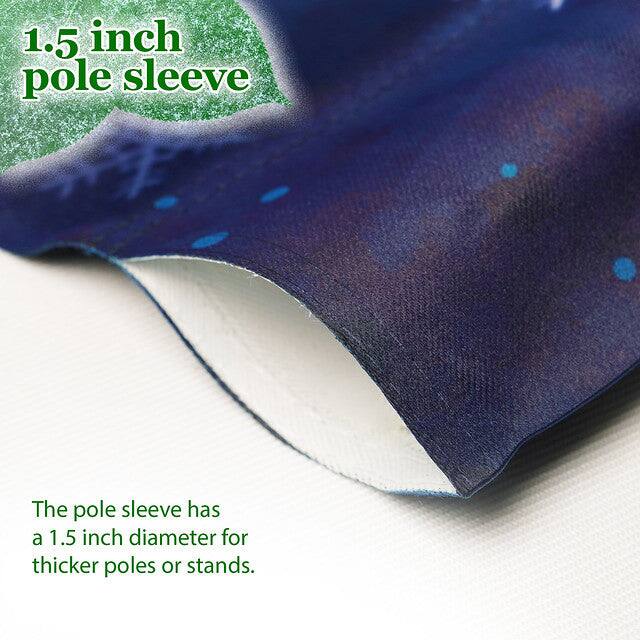 1.5 inch pole sleeve

The pole sleeve has a 1.5 inch diameter for thicker poles or stands.
